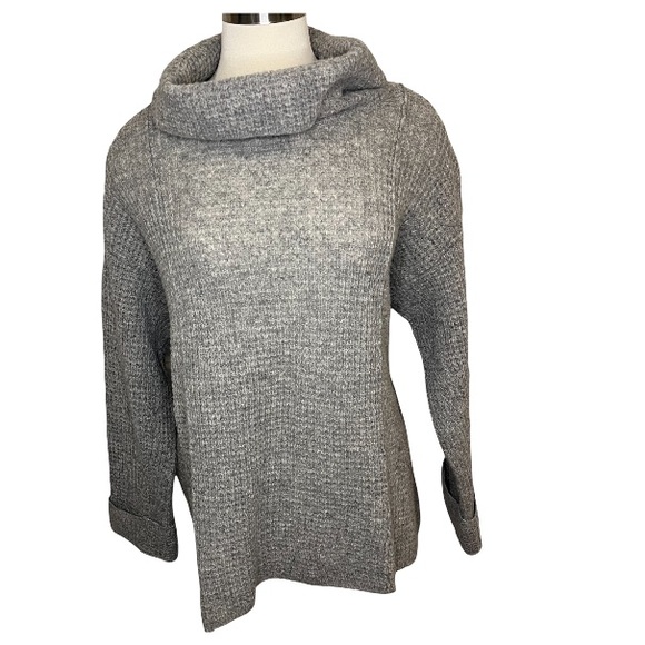 Free People Grey Sidewinder Cowl Neck Oversized Sweater Small - Picture 4 of 10